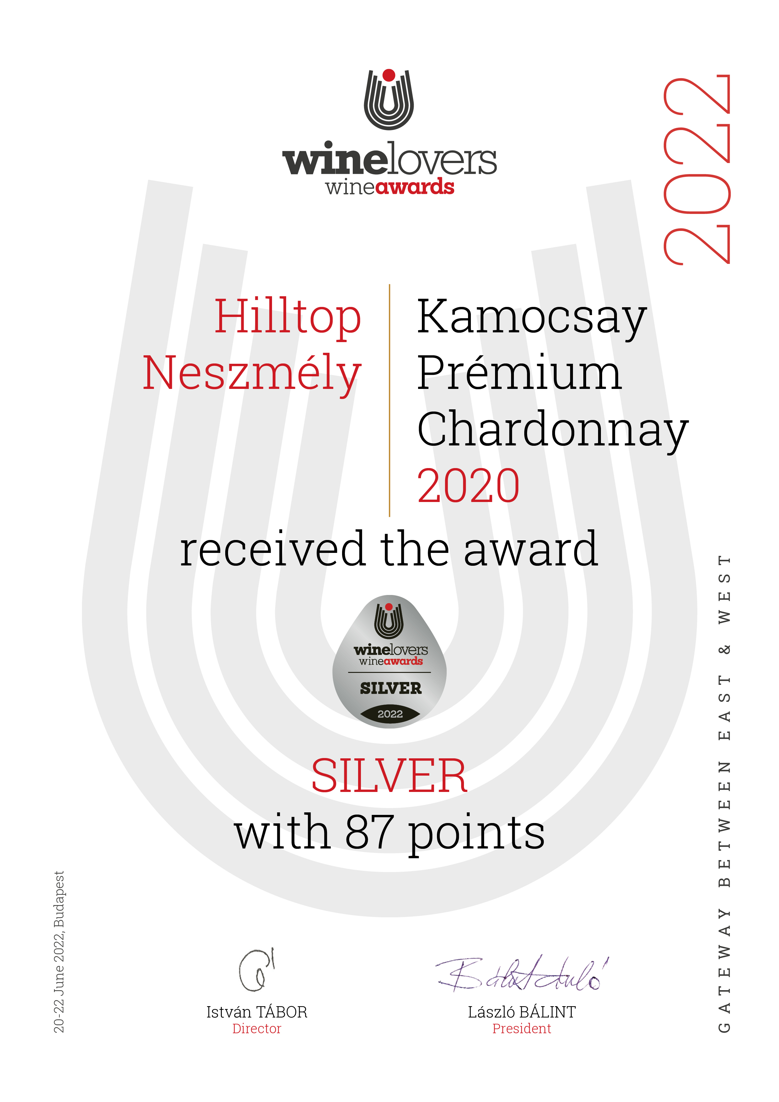 Kamocsay Prémium Chardonnay 2020 - Silver