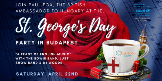 Invitation: St. George's Day Party, Budapest Marriott, 22 April - ‘A Feast of English Music’